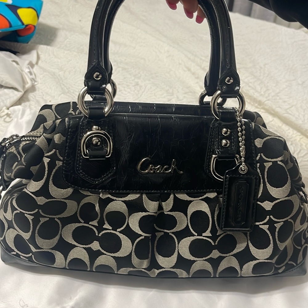 Coach black and white logo bag